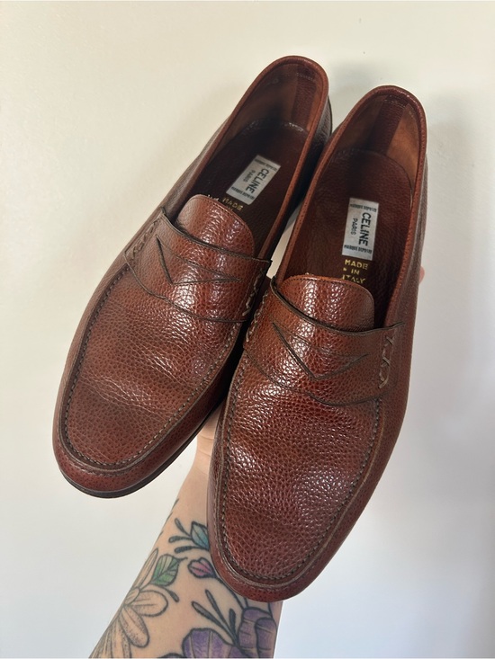 Celine Shoes - Vintage Celine Pebble-grain Leather Penny Loafers Size 40 Brown